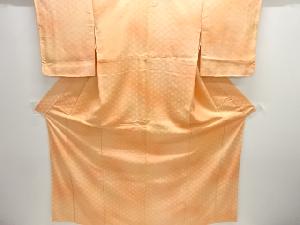 未使用品　斜め格子に花模様織り出し付け下げ色無地着物